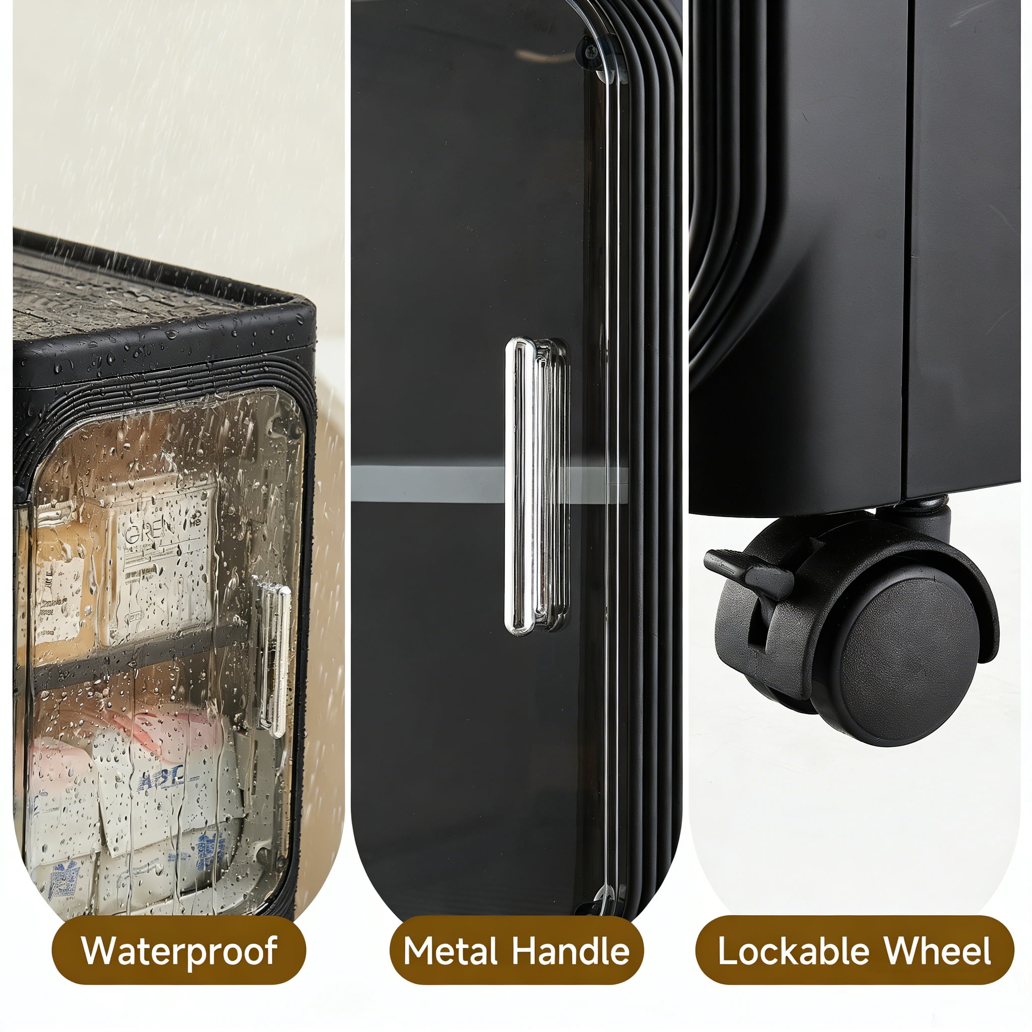 4-Tier Bathroom Storage Cabinet with Wheels, Magnetic Doors, Plastic Slim Bathroom Organizers and Storage for Small Spaces, Kitchen,Black