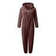 thumbnail image 5 of FNFYFH Pajama Onesie for Women Winter Warm Zipper Pajamas Set Cute Teddy Bear Fleece Jumpsuit Fuzzy Furry Sleepwear Sets with Hood Plus Size S-5XL, 5 of 6