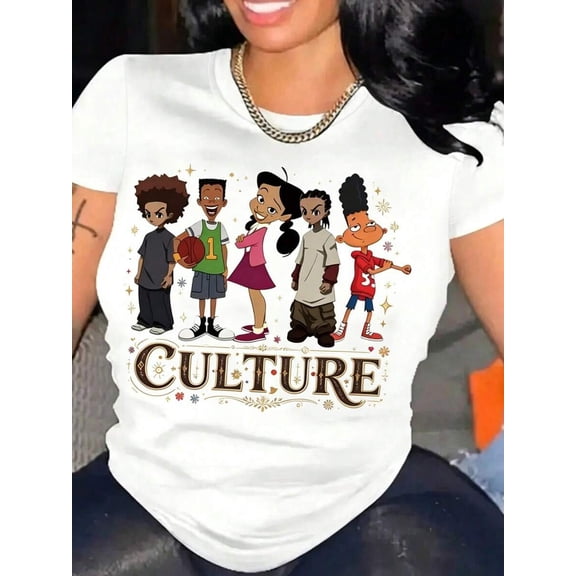 【New Arrival】Black Culture Retro African American Kids Character Graphic T-Shirt, Unisex Cotton Crew Neck Black History Month Casual Tee, Melanin Culture Gift