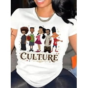 【New Arrival】Black Culture Retro African American Kids Character Graphic T-Shirt, Unisex Cotton Crew Neck Black History Month Casual Tee, Melanin Culture Gift