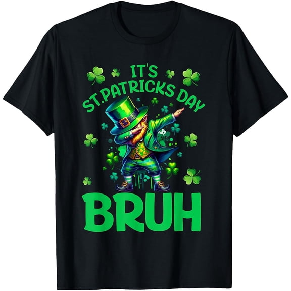 Bruh St Patricks Day Boys Saint Patricks Day Leprechaun T-Shirt, T-Shirt for Kids Youth, 180gsm, 100% Cotton