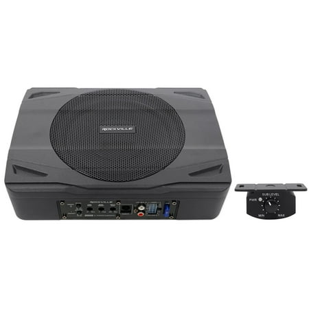 Rockville SS8P 400 Watt Slim Under-Seat Active Powered Car/Truck Subwoofer (Best Slim Subwoofer For Truck)