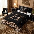 thumbnail image 2 of Meiyoeat Trendy Leopard Letter H Twin Comforter Sets 2Pcs,Chic Polka Dot Bedding Set,Black Beige Brown,1 Comforter and 1 Pillowcase, 2 of 6