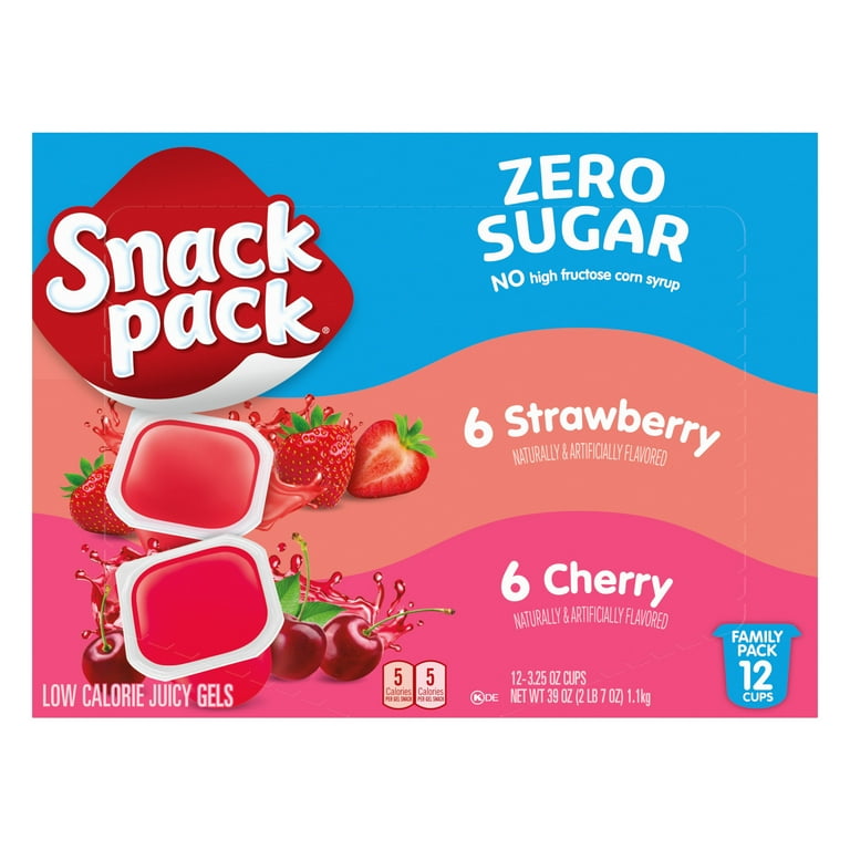 Snack Pack Juicy Gels Strawberry Cherry 3.25 oz 12 Count Family