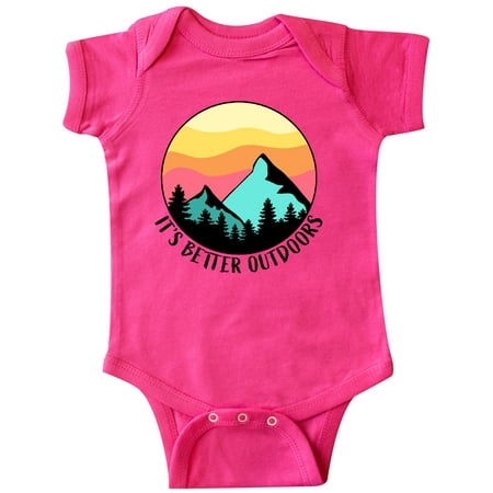 

Inktastic It s Better Outdoors Mountains at Sunset Gift Baby Boy or Baby Girl Bodysuit