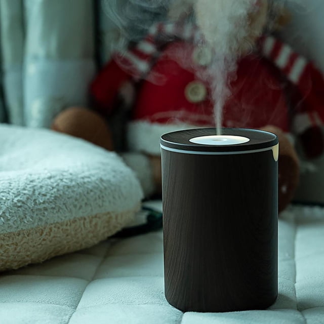 Feltree Wood Grain Ultrasonic Humidifier with Night Light & Essential Oil Tray, 320ml Portable Bedroom Humidifier with Auto Shut-Off