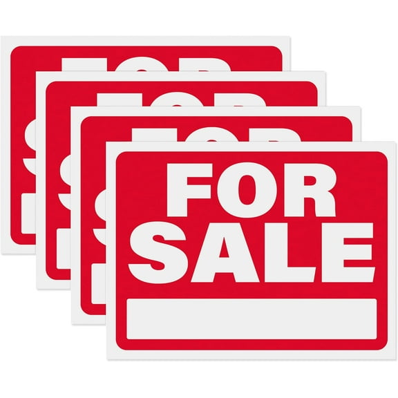 For Sale Signs 12x9, Plastic Signs for Car, Trailer, Vehicle for Sale, Waterproof Plastic (Pack of 4)