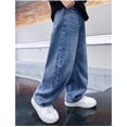 thumbnail image 7 of UACY Boys Baggy Jeans Kids Straight Wide Leg Cargo Pants Denim Y2K Teen Casual Loose Elastic Waist Summer Trousers (Blue, 15-16 Years), 7 of 7