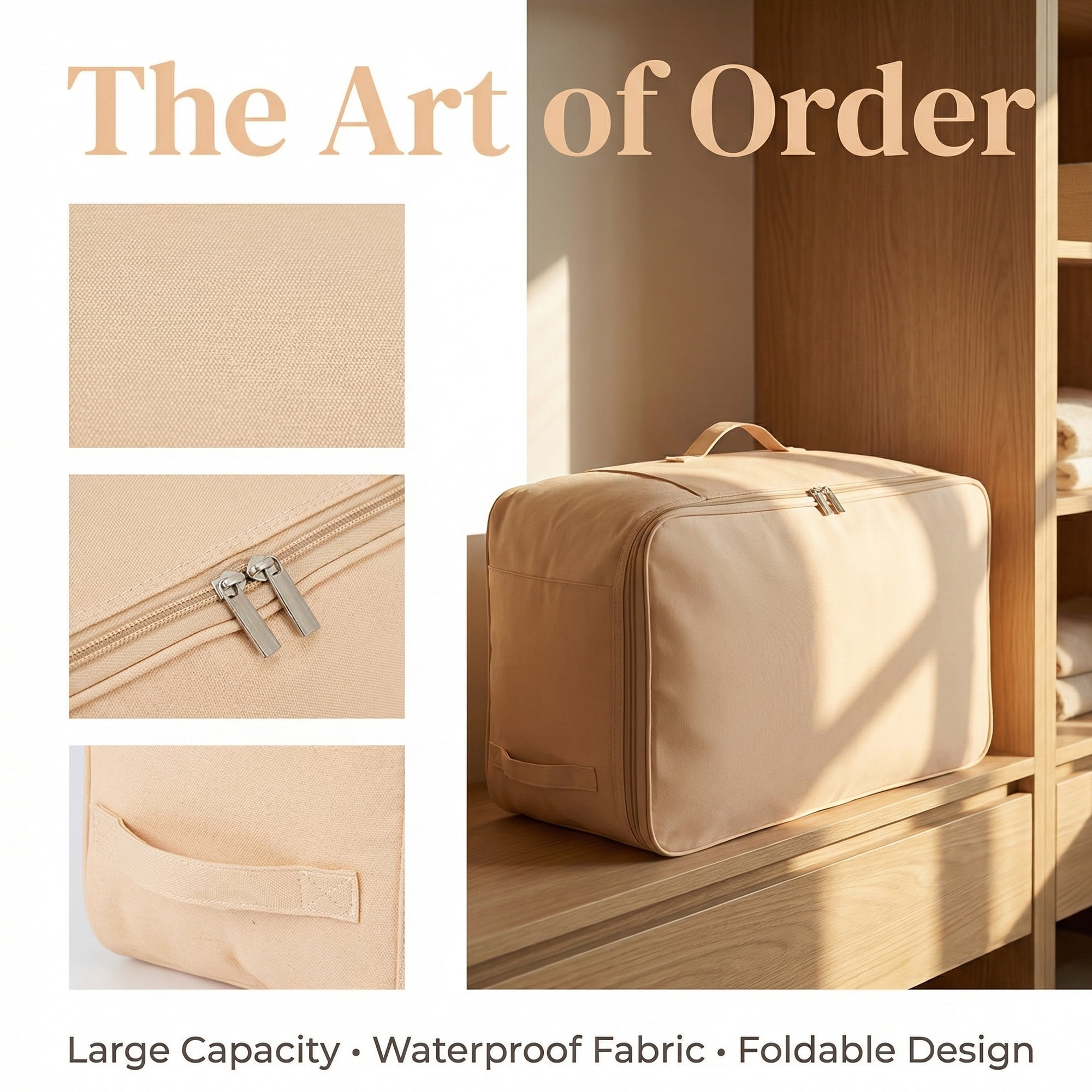 Unique Bargains Foldable Clothing Storage Bag for Comforters Light Pink 21.3"x12.6"x7.9"