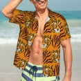 thumbnail image 4 of KLL Men's Hawaiian Shirt Short Sleeve Button Down Beach Shirts-Tiger, 4 of 6