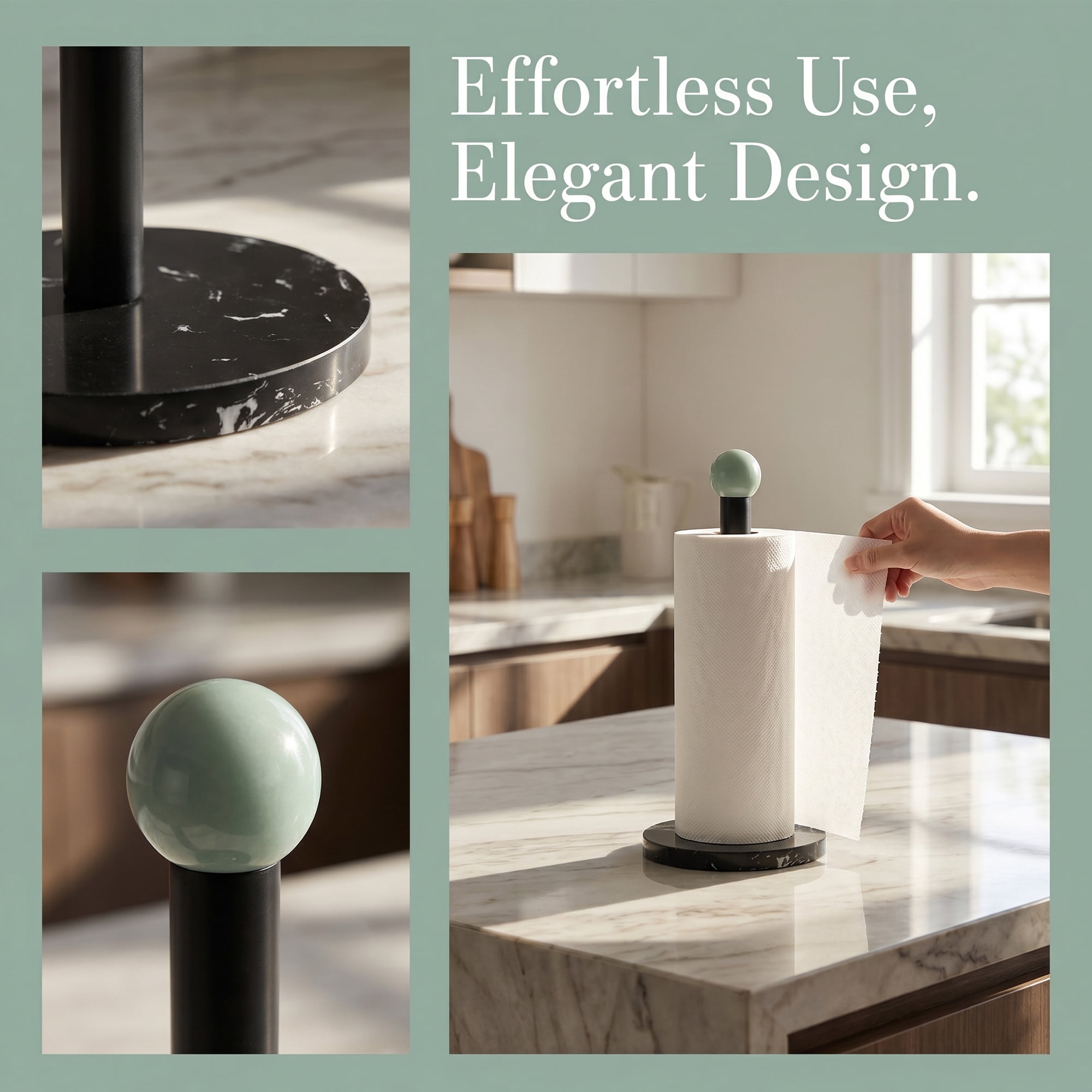 Unique Bargains Durable Paper Towel Holder Countertop Non Slip Base Black A 13.4x5.9inch