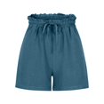 thumbnail image 5 of Women's Denim Shorts Womens Casual Solid Side Pockets Pants Shorts Elastic Waist Pockets Daily High Waist Shorts,Blue Women's Shorts L, 5 of 6