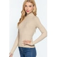 thumbnail image 2 of Simly Fashion Actve Long Sleeve TURTLE NECK Fitted Basic Viscose Rib Sweater OATMEAL,MEDIUM, 2 of 3