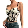 thumbnail image 2 of Tbopshirt Sports Bras for Women Low Chest Hollow Broken Splice Umbilical Small Tank Top V-Neck Strap Tank Top, 2 of 5