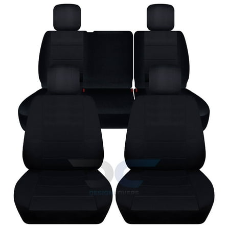 Designcovers Compatible with 2008-2010 Jeep Wrangler JK 4-Door Seat Covers: Black - Full Set: Front & Rear Split Bench