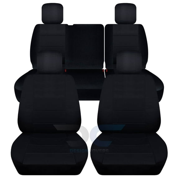 Designcovers Compatible with 2007-2010 Jeep Wrangler JK 2-Door Seat Covers: Black - Full Set: Front & Rear Solid Bench