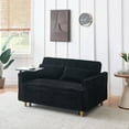 thumbnail image 3 of Black Corduroy Pull-Out Sofa with Movable Tabletop & USB Ports, Dual Function for Living Room & Bedroom, 3 of 12