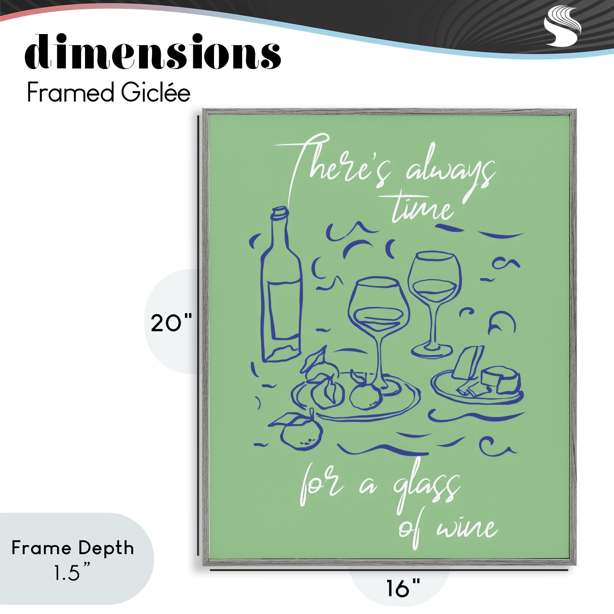 Stupell Industries Always Time For Glass Of Wine Gray Framed Giclee Art, design by The Prints Vibe