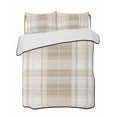 thumbnail image 2 of Quilts Full Size, Beige Buffalo Plaid Soft Comforter Bedding Set for Bed, Farmhouse Modern Checkered Lightweight Quilted Bedspread with Pillow Cover(2 Pieces) for All Season, 78x90 Inch, 2 of 9