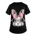thumbnail image 3 of Womens Easter Scrub Tops V-Neck Short Sleeve Stretch Bunny/Egg Printed Nurse Working Uniforms, 3 of 5