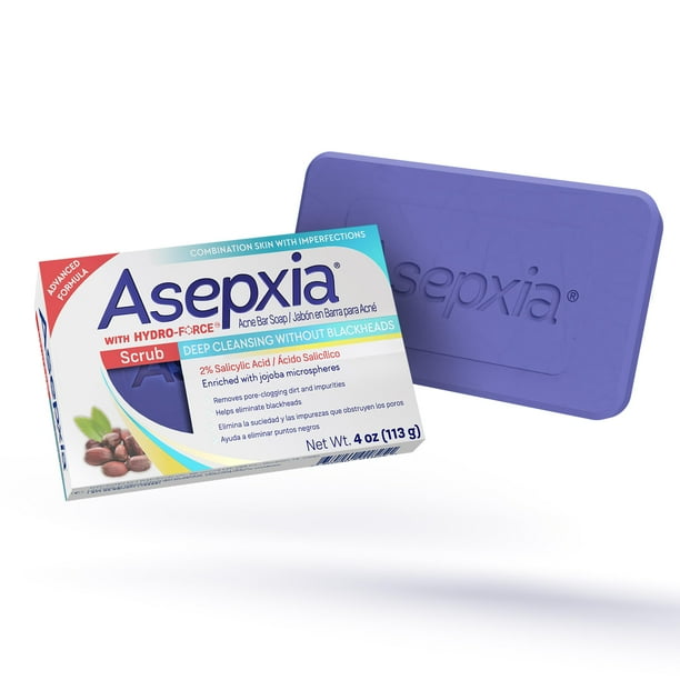 Jabón exfoliante limpiador Asepxia para el tratamiento del acné | Elimina la suciedad y las impurezas que obstruyen los poros, ayuda a eliminar los puntos negros, limpieza profunda sin puntos negros,