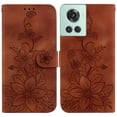 thumbnail image 2 of Compatible with OnePlus 10R Embossed Lily Wallet Case with Card Holder PU Leather Flip Cover, 2 of 5