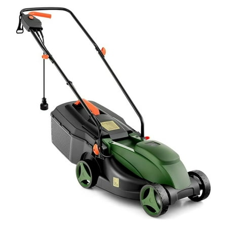Electric Lawn Mower, 10-AMP 13-Inch Corded Walk-Behind Lawnmower with Collection Box, 3 Adjustable Height Position, Self Locking Function, Push Lawn Mower for Backyard
