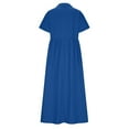 thumbnail image 5 of Crunowin Women's Summer Short Sleeve Button Down Shirt Dress, A-Line Flared Maxi Long Beach Casual Dress Blue M, 5 of 7