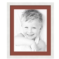ArtToFrames 18x22" Matted Picture Frame with 14x18" Single Mat Photo Opening Framed in 1.25" Satin White Frame and 2" Cognac Mat (FWM-3966-18x22)