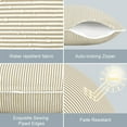 thumbnail image 3 of Outdoor Throw Pillow Covers Waterproof Tropic Accent Pillow Cases Fluffy Outdoor Cushion Covers for Garden and Patio Furniture Decoration, 16x16, 2 Pack, Strip Beige, 3 of 6
