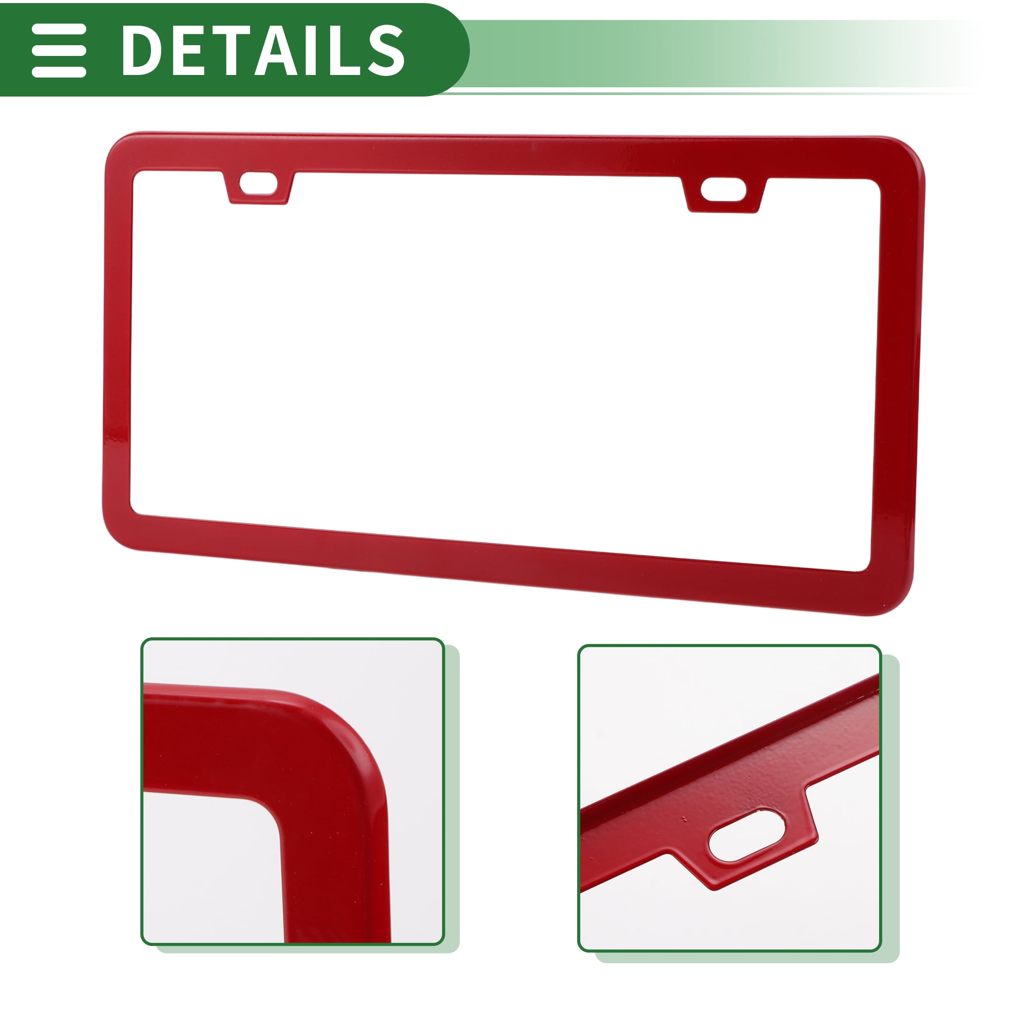 Unique Bargains 1Set Stainless Car License Plate Holder With Screws 2 Hole Red