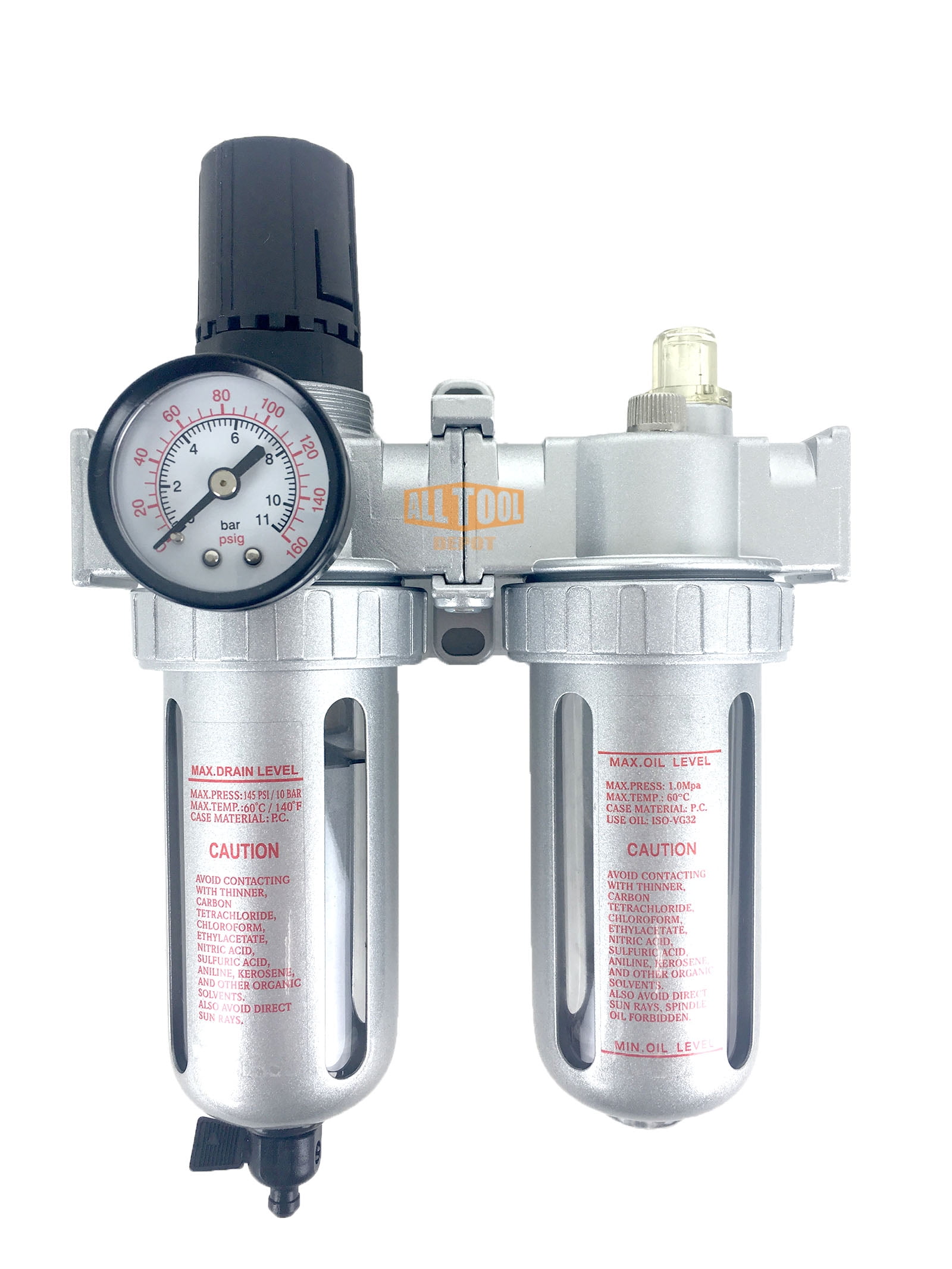 3/8" NPT Mid Flow Compressed Air In Line Filter Regulator Lubricator