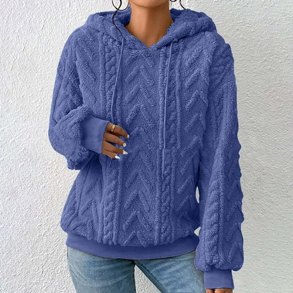 AOOCHASLIY Christmas Tops Fashion Women's Casual Long Sleeve Round Neck Ladies Sweatshirts Tops Thickened Plain Hoodie Blouse