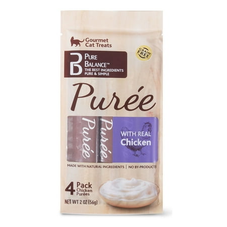 (4 pack) (4 Pack) Pure Balance Puree Gourmet Cat Treats with Real Chicken, 2 oz, 4 Count