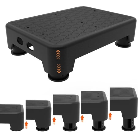 5-Level Adjustable Step Stool, 700 LBS Capacity Safety Bed Step for Seniors, Exercise Setp Platform, Portable Stair Assist for Elderly, Wide Step up for Kitchen, Car, Bedside & Shower, Black