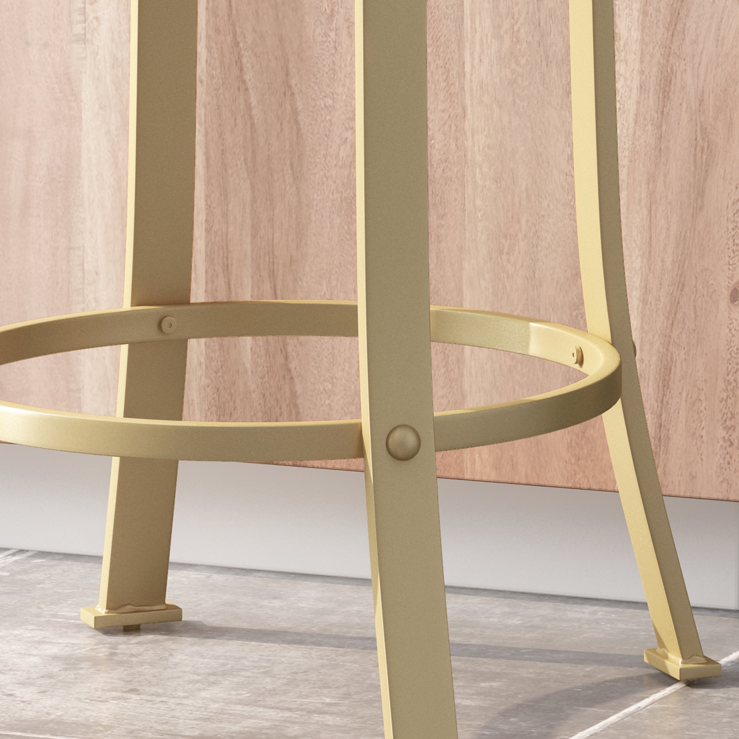 Noble House Salome Modern Industrial Faux Wood Overlay Swiveling Counter Stool, Set of 2, Blue and Gold
