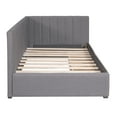 thumbnail image 5 of Upholstered Daybed Twin Size, Upholstered in Selected Linen Fabric, Sofa Bed Frame Made of Sturdy Plywood with Two Drawers and Wooden slats for Bedroom Living Room (Gray,Twin), 5 of 9
