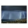 thumbnail image 2 of Nature Cutting Board, Majestic View on Coastal Town in Dark Stormy Night Giant Rain Cloud and Photo, Decorative Tempered Glass Cutting and Serving Board, Large Size, Multicolor, by Ambesonne, 2 of 5