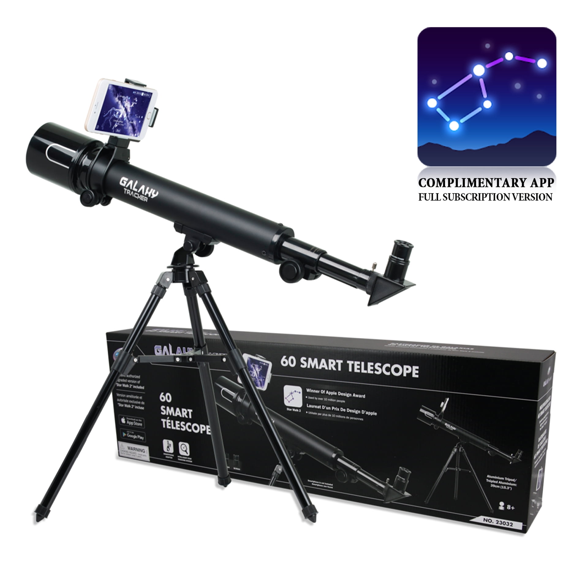 Eastcolight Telescopes for Kids and Beginners - 30/60 Power 50Mm  Astronomical Terrestrial Telescope Galaxy Tracker with Al. Tripod, Black