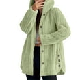 thumbnail image 4 of Womens Winter Fleece Cardigan Long Sleeve Button down Jackets with Pockets Oversized Fuzzy Warm Coats New Oversized Jacket for Women Mint Green L, 4 of 8