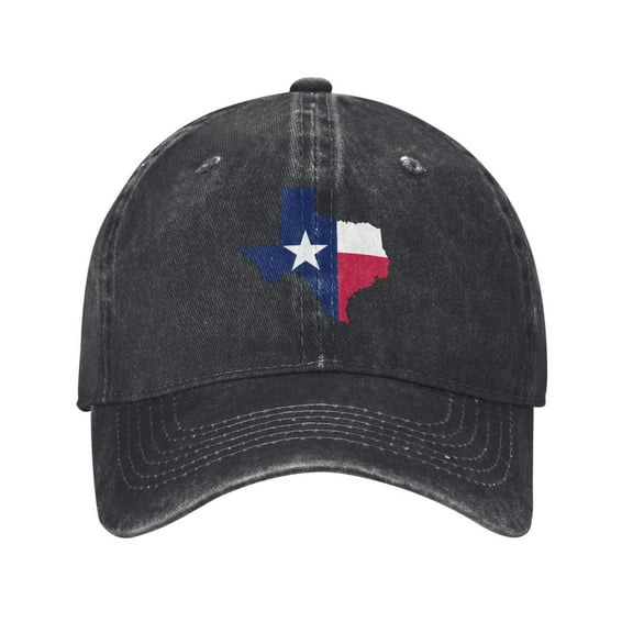 Flag-Map Of Texas Unisex Adult Washed Denim Cotton Sport Outdoor Baseball Cap Adjustable Cowboy Baseball Hat