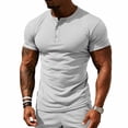 thumbnail image 4 of Antinious Men Solid Button Round Neck Pullover Short Sleeve Breathable Running Casual Tops, 4 of 5