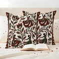 thumbnail image 3 of Abstract Flowers Outdoor Waterproof Pillow Covers, Modern Geometric Chic Red Green Striped Decorative Square Throw Pillowcase Sofa Cushion Sham for Patio/Couch/Chair, 18"x18" 2 Pack, 3 of 8