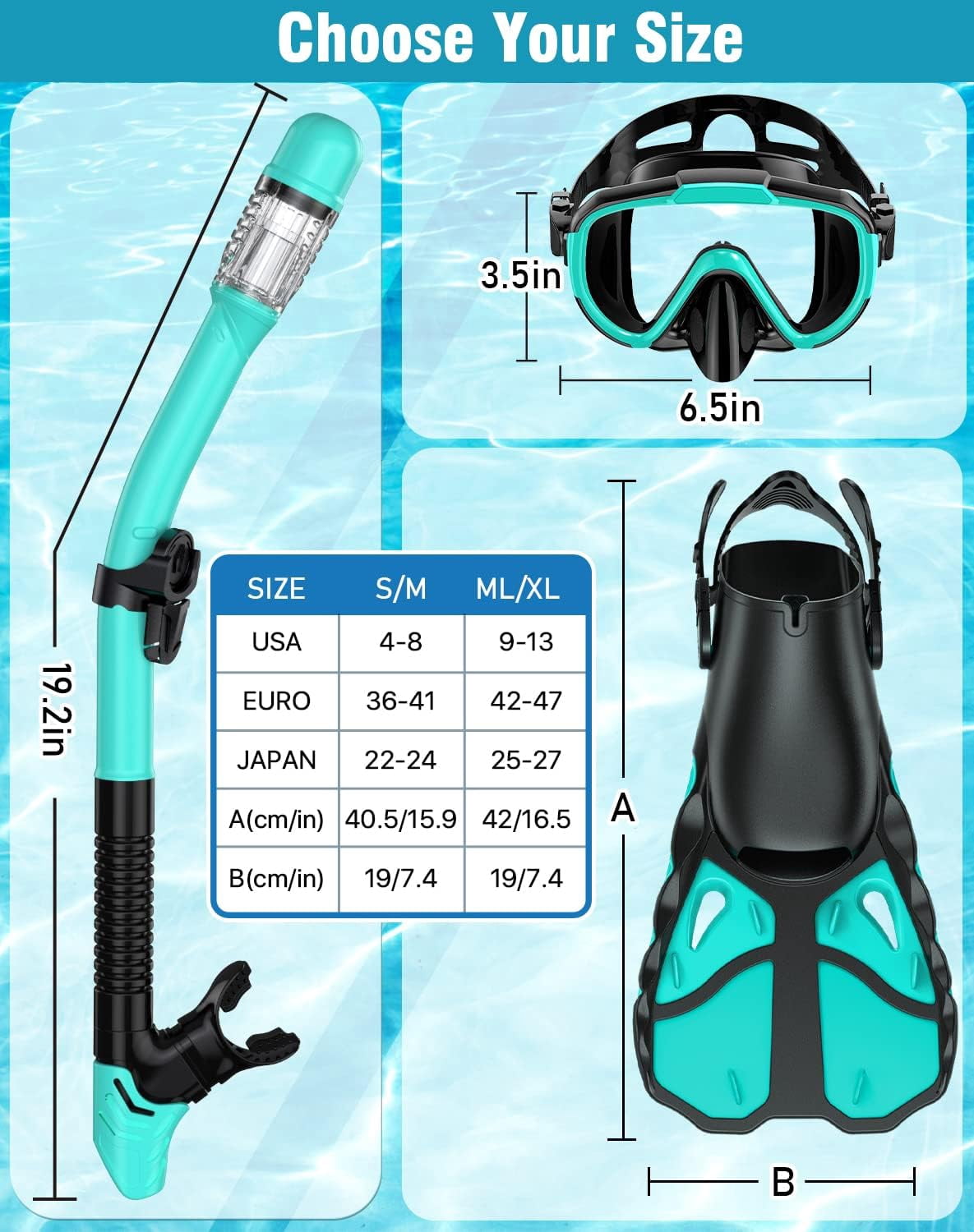 Snorkeling Gear For Kids Snorkel Set With Fins For Adults - Complete ...