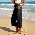 thumbnail image 6 of Linen Pants Women Petite High Waisted Wide Leg Trendy Culottes Summer 2026 Casual Vacation Trousers with Pockets Gray S, 6 of 7