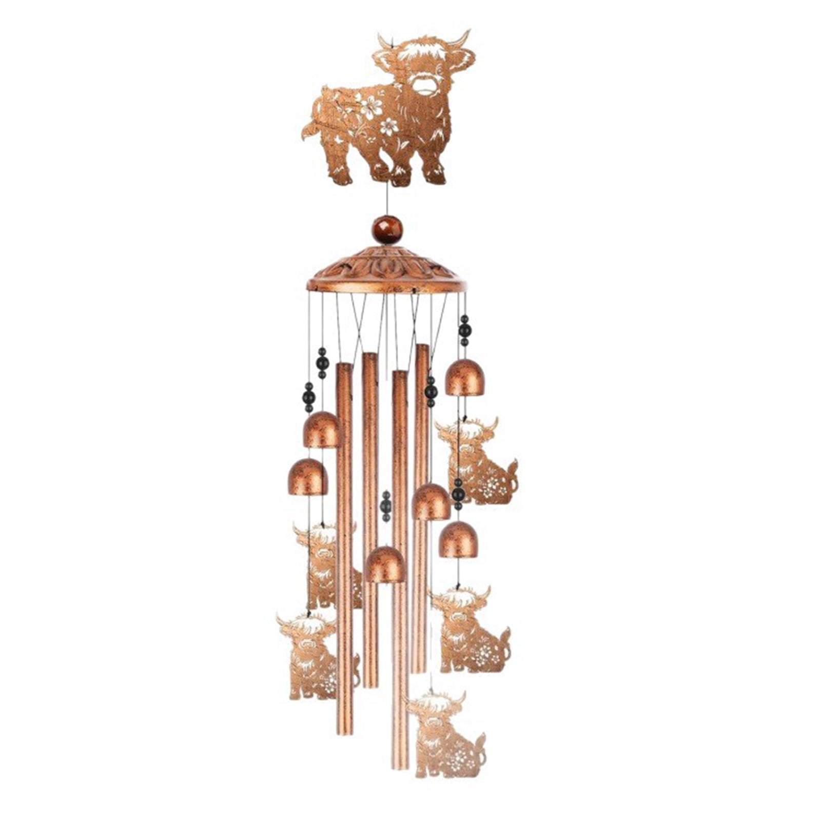 Highlands Cow Wind Chimes for Outside,Metal Windchime Outdoor Memorial/Birthday Gift Garden Decors for Outside,Lawns