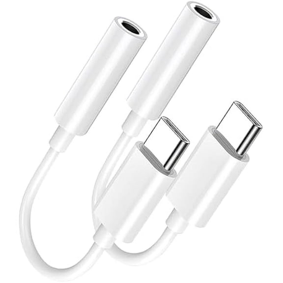 USB Type C to 3.5mm Female Headphone Jack Adapter 2 Pack, USB C to Aux Audio Dongle Cable Cord Compatible with iPhone 16 15 Series, S24/S23 Ultra, iPad Pro, MacBook, Pixel XL More Type-C Devices