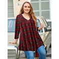 thumbnail image 3 of LARACE Women's 3/4 Sleeve Button V Neck High Low Loose Fit Casual Long Tunic Tops Tee Shirts WineRed 1X, 3 of 8