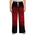 thumbnail image 2 of Christmas Sleep Pants for Women Snowflakes Drawstring Wide Leg Sleep Pants Elastic High Waist Casual Holiday Festive Xmas Pajama Pants, XL, 2 of 7
