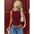 thumbnail image 6 of Women Y2K Tops Polka Dot Shirt Sleeveless Vintage Camisole Crew Neck Crop Tops Going Out Streetwear Wine Red M, 6 of 9